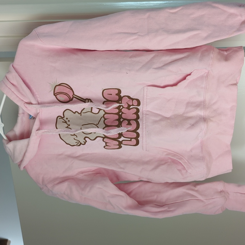 🆕 PINK TOOTSIE ROLL WANNA LICK VINTAGE HOODIE S